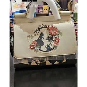 Loungefly Disney Alice in Wonderland Floral Silhouette Portrait Cream Handbag